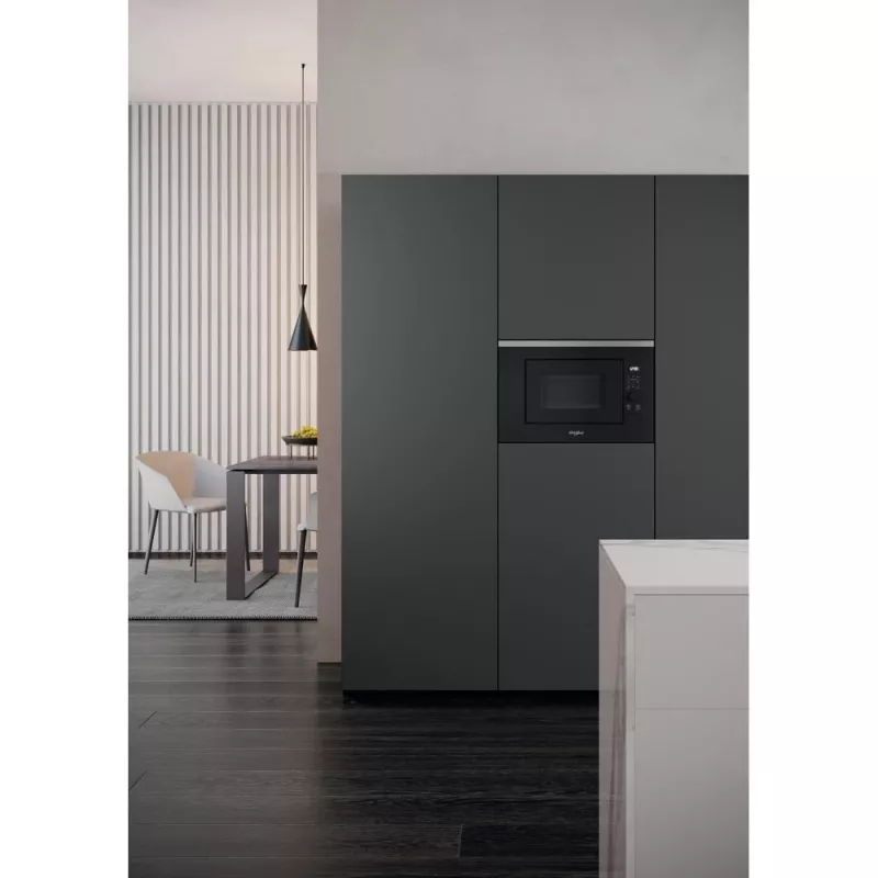 Kuchenka mikrofalowa z grillem do zabudowy WHIRLPOOL WMF201G, 800 W, 20 l, stal nierdzewna/czarny