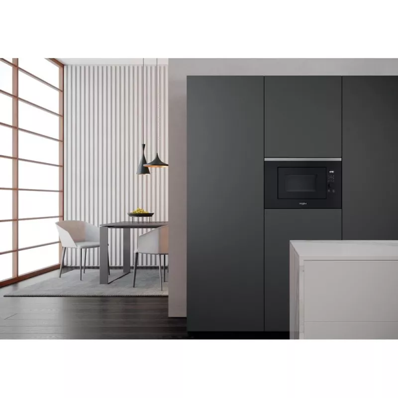 Kuchenka mikrofalowa z grillem do zabudowy WHIRLPOOL WMF201G, 800 W, 20 l, stal nierdzewna/czarny