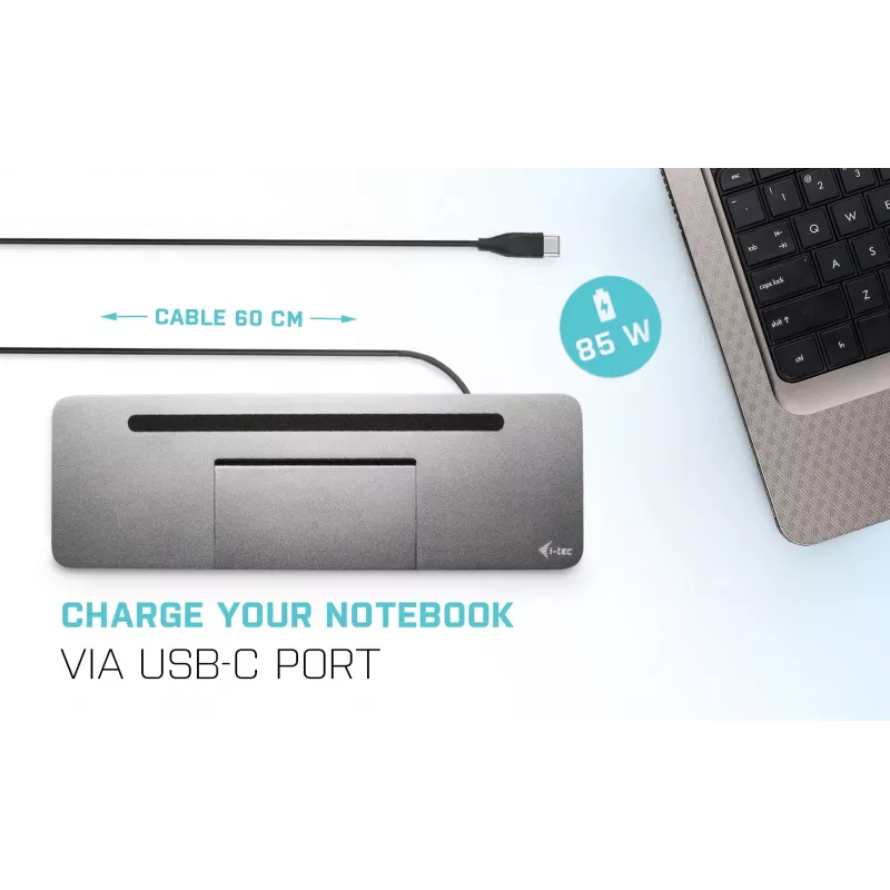 i-tec Metal USB-C Ergonomic 4K 3x Display Docking Station + Power Delivery 85 W