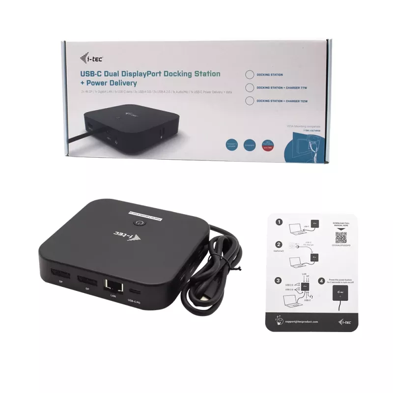 Stacja dokująca i-tec USB-C Dual Display z zasilaniem Power Delivery 100 W