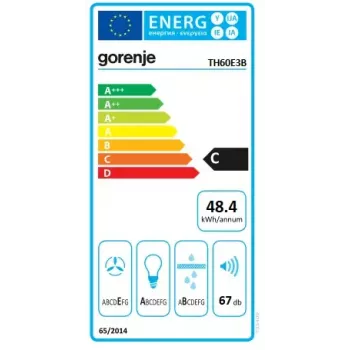 Okap kuchenny Gorenje TH60E3B, półwbudowany (wysuwany), czarny, 350 m³/h