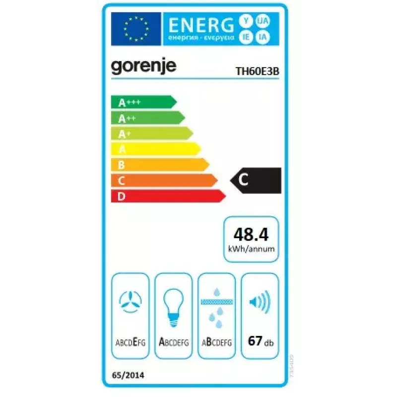 Okap kuchenny Gorenje TH60E3B, półwbudowany (wysuwany), czarny, 350 m³/h