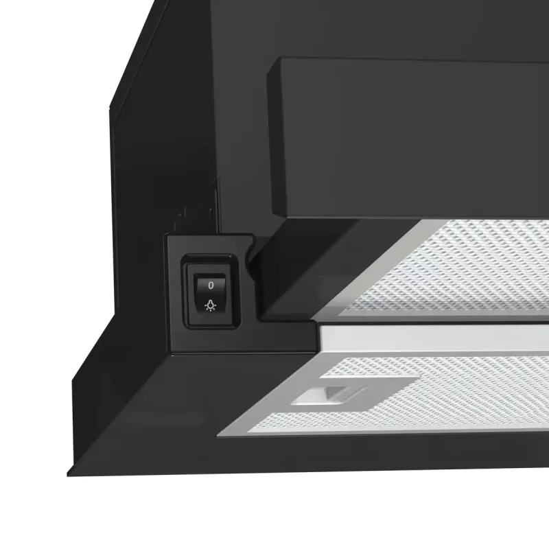 Okap kuchenny Gorenje TH60E3B, półwbudowany (wysuwany), czarny, 350 m³/h