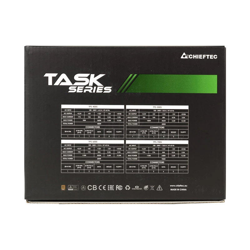 Zasilacz Chieftec Task TPS-600S 600 W 20+4 pin ATX ATX Czarny