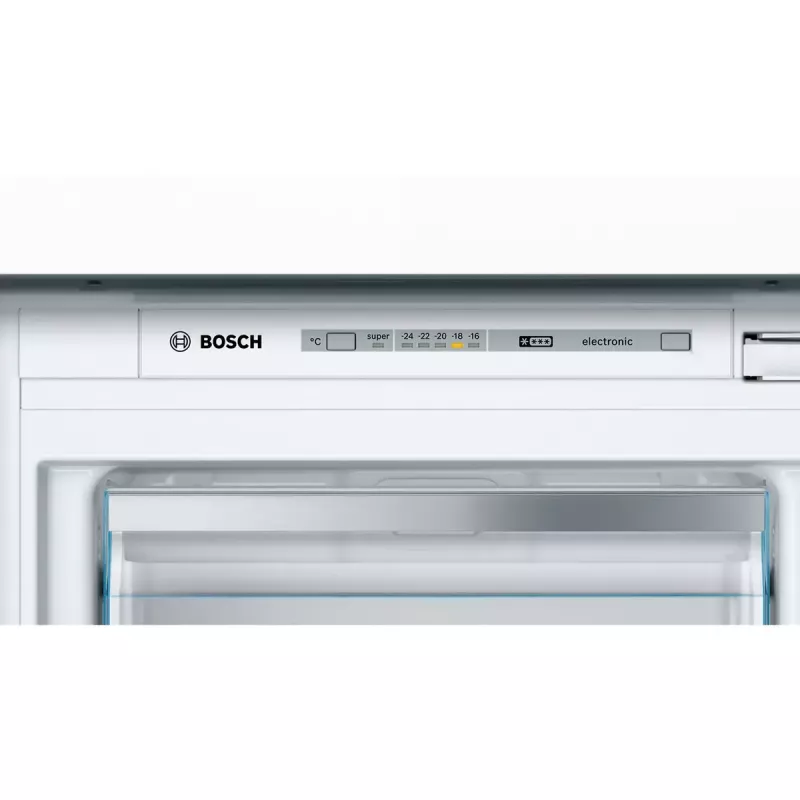 Wbudowana zamrażarka pionowa Bosch Serie 6 GIV11AFE0 — 72 l, sterowanie dotykowe, wyświetlacz LED, drzwi z możliwością zmiany kierunku otwierania, 36 dB