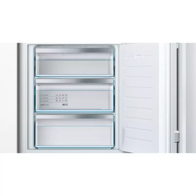 Wbudowana zamrażarka pionowa Bosch Serie 6 GIV11AFE0 — 72 l, sterowanie dotykowe, wyświetlacz LED, drzwi z możliwością zmiany kierunku otwierania, 36 dB