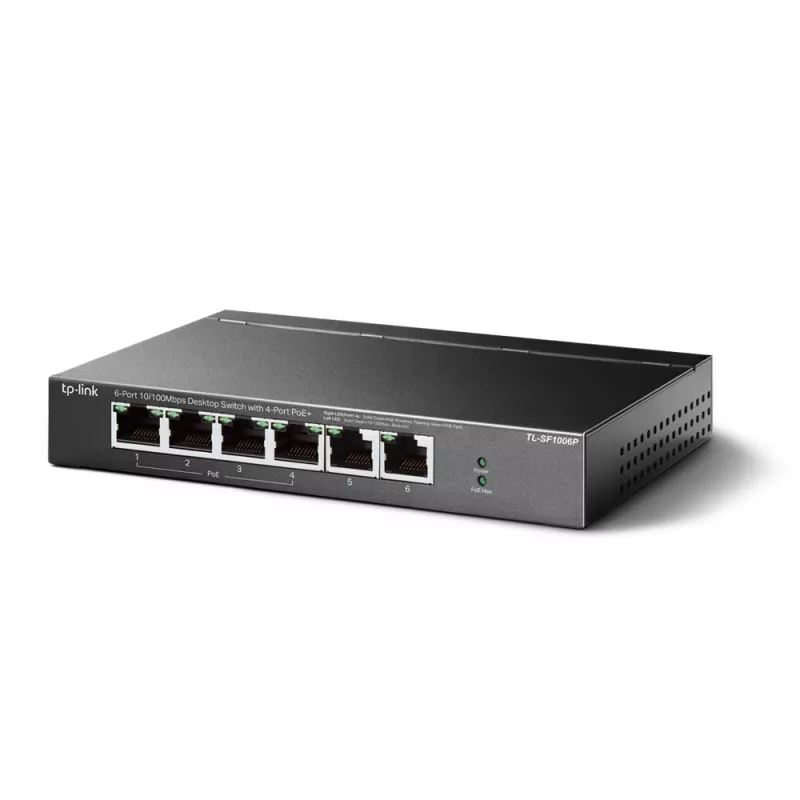 Przełącznik sieciowy TP-Link TL-SF1006P Niezarządzalny Fast Ethernet (10/100) Power over Ethernet (PoE) Czarny