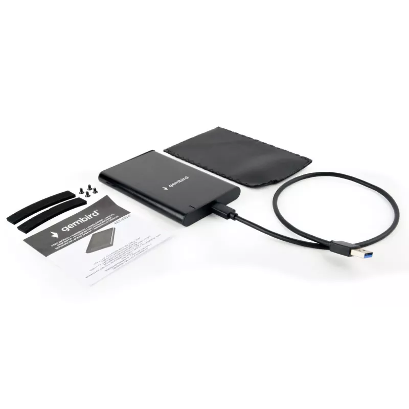 Obudowa GEMBIRD USB 3.1 2,5 cala SATA HDD z portem Type-C, szczotkowane aluminium - czarna
