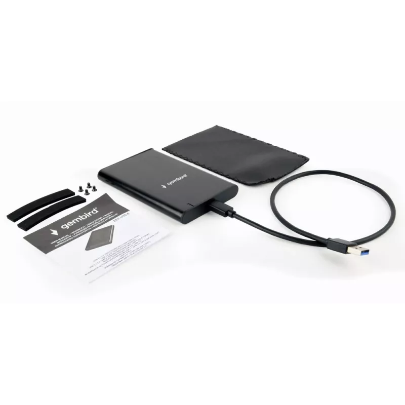 Obudowa GEMBIRD USB 3.1 2,5 cala SATA HDD z portem Type-C, szczotkowane aluminium - czarna