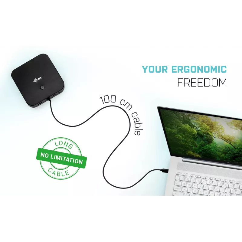 i-tec USB-C Dual Display Docking Station z Power Delivery 100 W + uniwersalna ładowarka 100 W