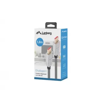 Kabel DisplayPort LANBERG CA-DPDP-20CU-0018-BK 1.8 m DisplayPort 1.4 32.4 Gbit/s HDR Pozłacane styki