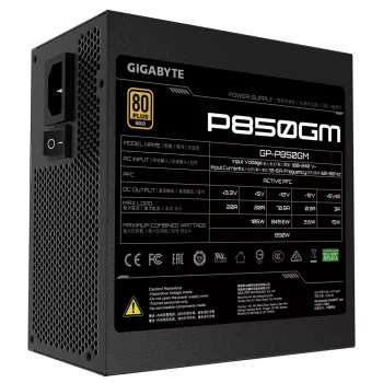 Zasilacz GIGABYTE P850GM 850 W 20+4 pin ATX ATX Czarny