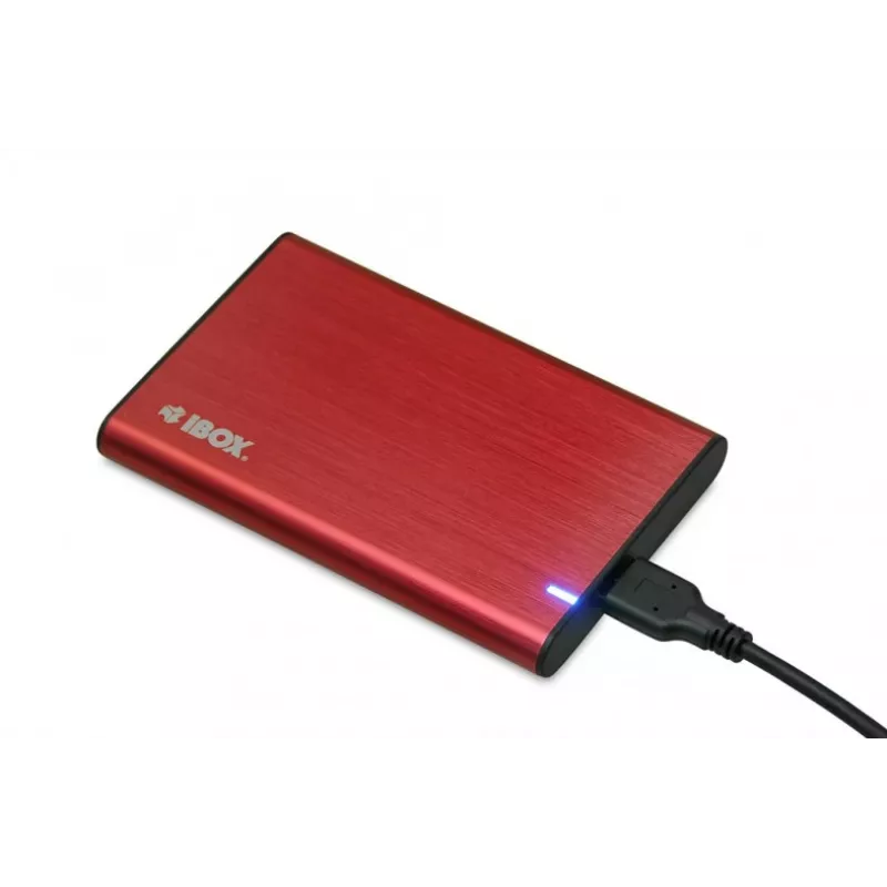 Obudowa na dysk HDD/SSD IBOX HD-05 Czerwona 2.5 cala — USB 3.2 Gen 1 (5 Gbit/s), JMicron JMS578, do 10 TB