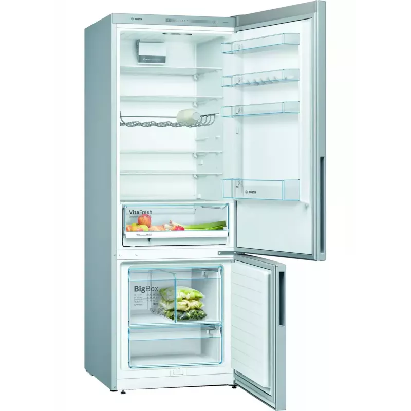 Chłodziarko-zamrażarka Bosch Serie 4 KGV58VLEAS, wolnostojąca, 503 l pojemności całkowitej (377 l chłodziarka / 126 l zamrażarka), stal nierdzewna