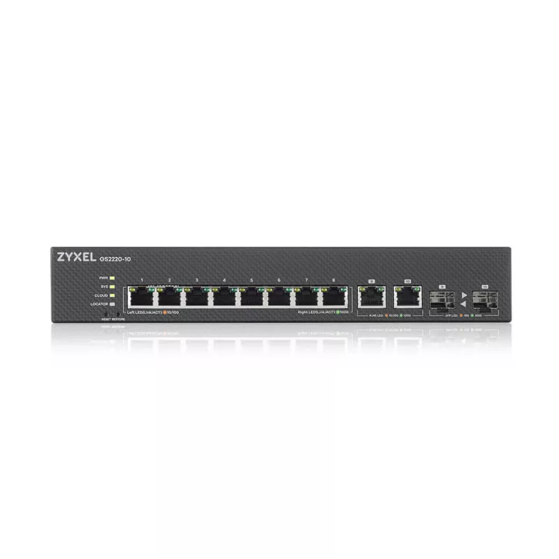 Zyxel GS2220-10-EU0101F przełącznik sieciowy Zarządzany L2 Gigabit Ethernet (10/100/1000) Czarny