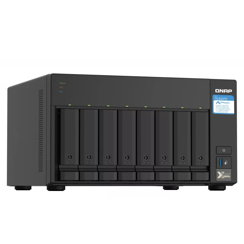 QNAP TS-832PX NAS Tower Annapurna Labs AL324 4 GB DDR4 0 TB QNAP Turbo System Aluminium, Czarny