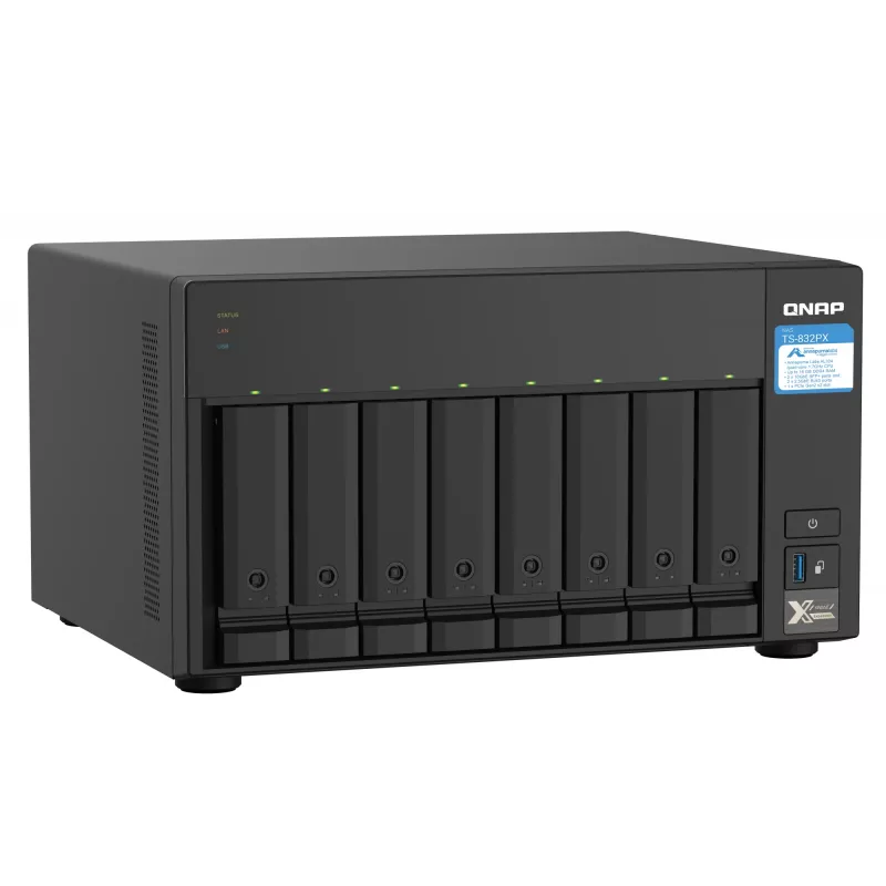 QNAP TS-832PX NAS Tower Annapurna Labs AL324 4 GB DDR4 0 TB QNAP Turbo System Aluminium, Czarny