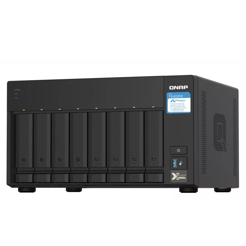QNAP TS-832PX NAS Tower Annapurna Labs AL324 4 GB DDR4 0 TB QNAP Turbo System Aluminium, Czarny