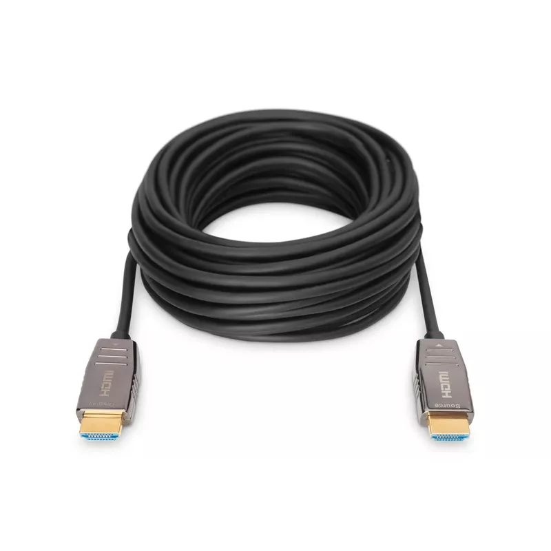 Kabel połączeniowy DIGITUS HDMI AOC hybrydowo-światłowodowy, Typ A M/M, 10m, UHD 8K@60Hz, CE, czarny