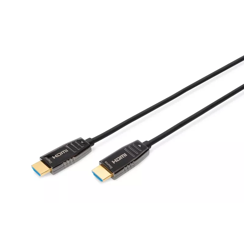 DIGITUS HDMI AOC hybrydowy kabel światłowodowy, Typ A M/M, 15m UHD 8K@60Hz, CE, czarny