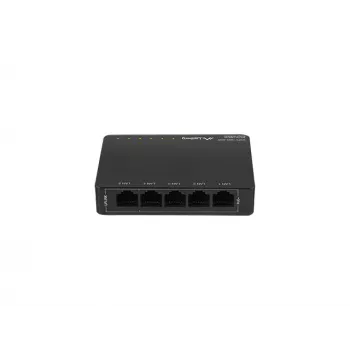 Niezarządzalny przełącznik sieciowy LANBERG DSP3-1005-60W, 5x Gigabit RJ-45, 4x PoE+ (60 W łącznie), przełączanie 10 Gbit/s
