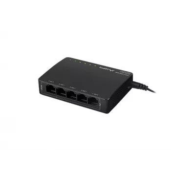 Niezarządzalny przełącznik sieciowy LANBERG DSP3-1005-60W, 5x Gigabit RJ-45, 4x PoE+ (60 W łącznie), przełączanie 10 Gbit/s
