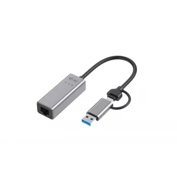 Adapter “i-tec Metal USB-C/USB-A 2.5Gbps Ethernet”, przewodowy, USB Type-A/USB Type-C, Ethernet, 2500 Mbit/s, szary