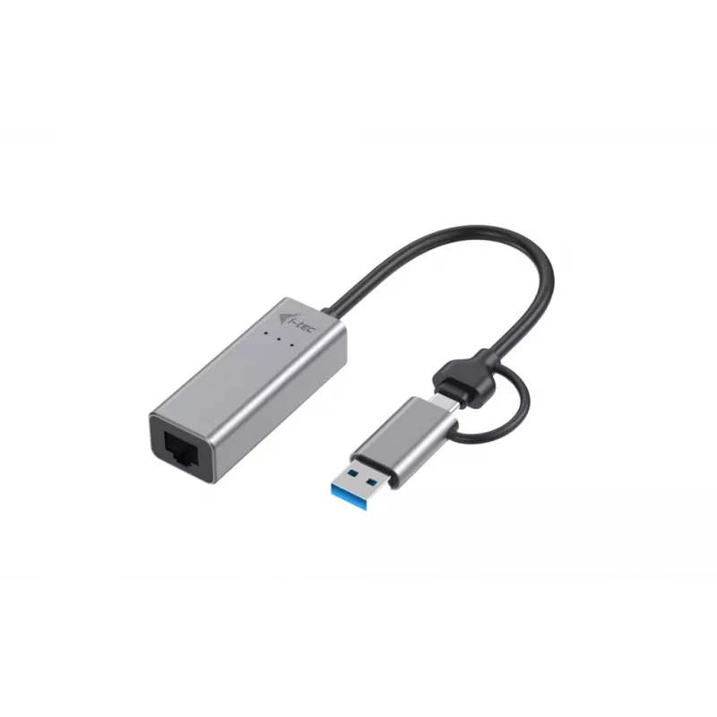 Adapter “i-tec Metal USB-C/USB-A 2.5Gbps Ethernet”, przewodowy, USB Type-A/USB Type-C, Ethernet, 2500 Mbit/s, szary