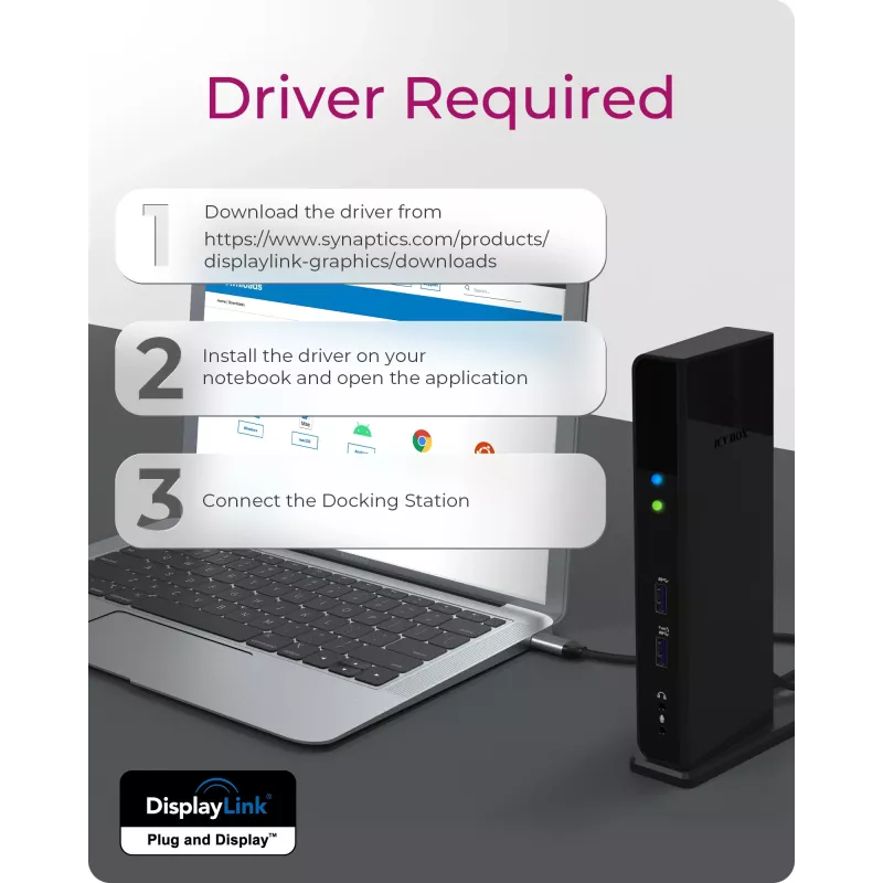 ICY BOX IB-DK2251AC Przewodowy USB 3.2 Gen 2 (3.1 Gen 2) Type-A Czarny
