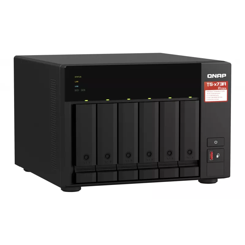 QNAP TS-673A NAS Tower Ryzen Embedded V1500B 8 GB DDR4 0 TB QNAP Turbo System Czarny