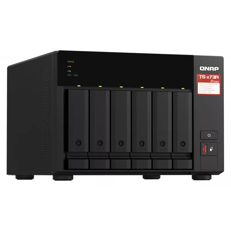 QNAP TS-673A NAS Tower Ryzen Embedded V1500B 8 GB DDR4 0 TB QNAP Turbo System Czarny