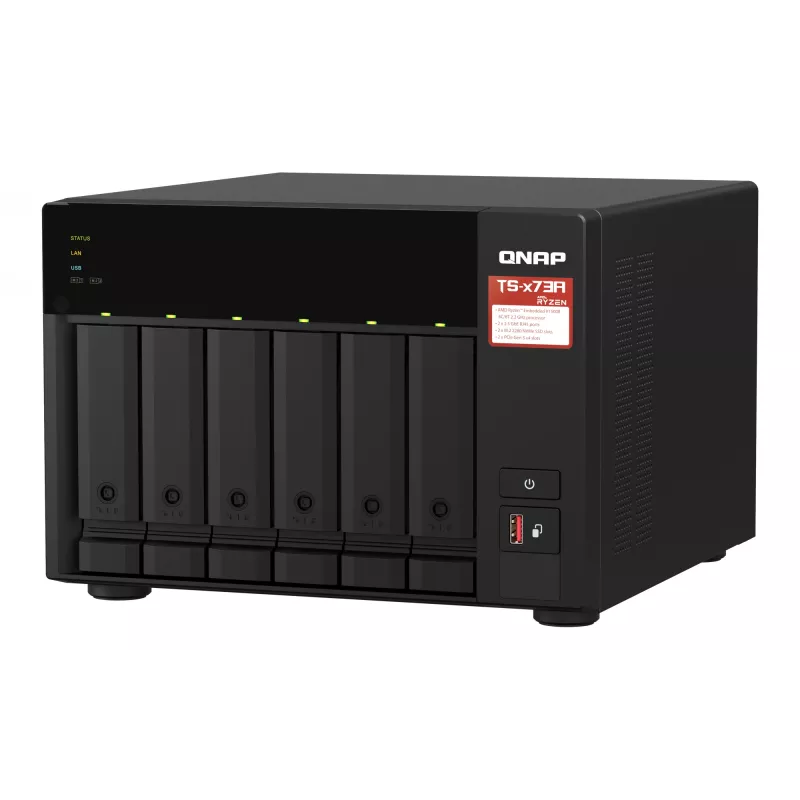 QNAP TS-673A NAS Tower Ryzen Embedded V1500B 8 GB DDR4 0 TB QNAP Turbo System Czarny