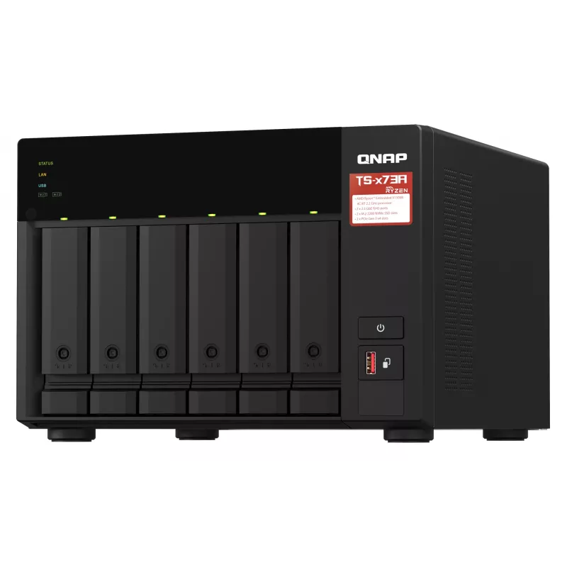 QNAP TS-673A NAS Tower Ryzen Embedded V1500B 8 GB DDR4 0 TB QNAP Turbo System Czarny