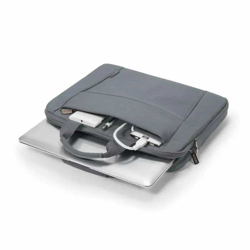 DICOTA Eco cienki Case Base - etui na notebook 13–14,1 cala - szary / poliester 300d z recyklingu PET