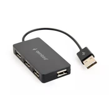 Koncentrator USB Gembird UHB-U2P4-04 — 4-portowy USB 2.0, plug-and-play, czarny, 480 Mbit/s