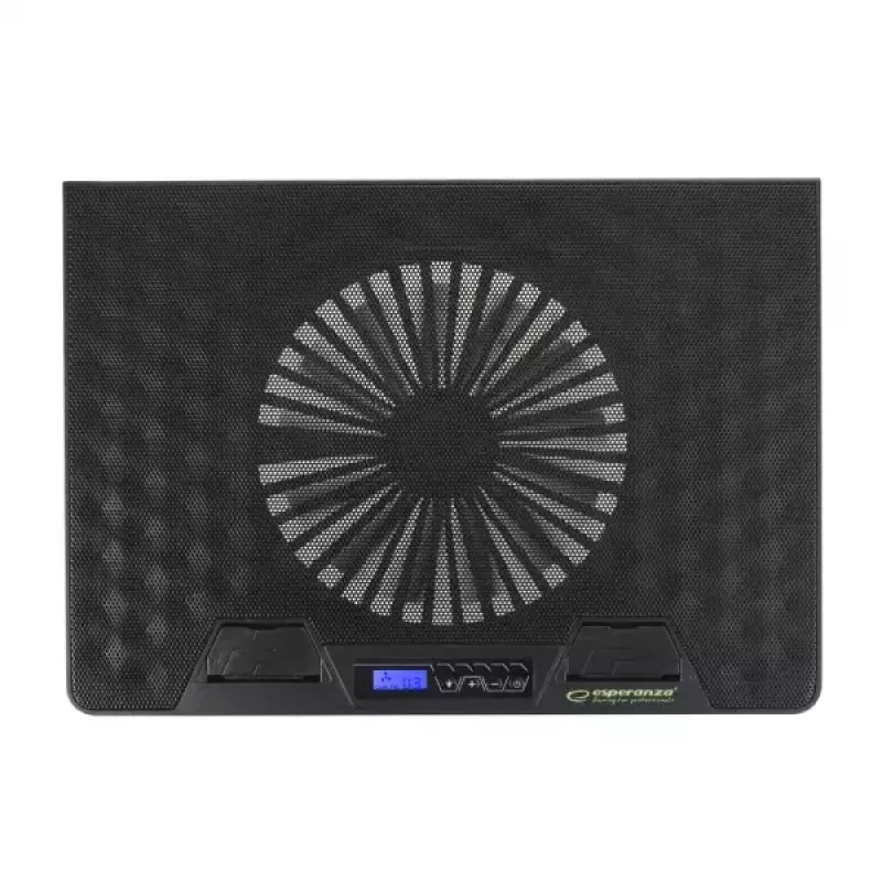 Podkładka chłodząca pod notebook ESPERANZA EGC101 — 1 wentylator 18 cm, 76 cfm, 800 obr./min, 5 pozycji wysokości, LCD, zasilana przez USB