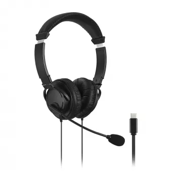 Słuchawki Kensington Classic USB-C z mikrofonem, przewodowe, rozmowy/muzyka, słuchawki, czarne