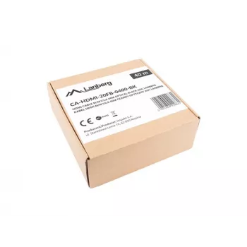 Kabel HDMI LANBERG CA-HDMI-20FB-0400-BK — 40 m, HDMI 2.0 Typ A męski–męski, 18 Gbit/s, 4K@144Hz, HDR, ARC, Ethernet