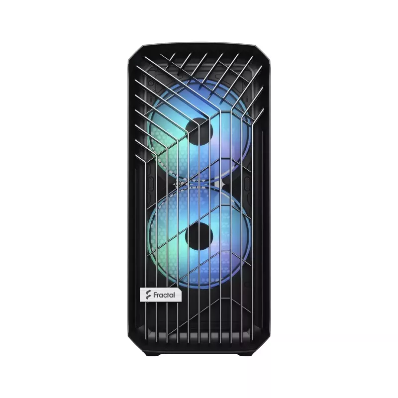 Obudowa PC Tower Fractal Design Torrent Tower Black — obsługuje ATX/EATX/ITX, 2x wentylatory 180mm z przodu, 2x zatoki 3,5 cala, 4x zatoki 2,5 cala, szkło hartowane