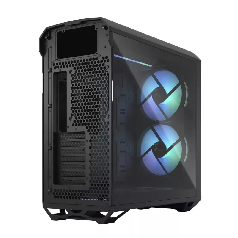Obudowa PC Tower Fractal Design Torrent Tower Black — obsługuje ATX/EATX/ITX, 2x wentylatory 180mm z przodu, 2x zatoki 3,5 cala, 4x zatoki 2,5 cala, szkło hartowane