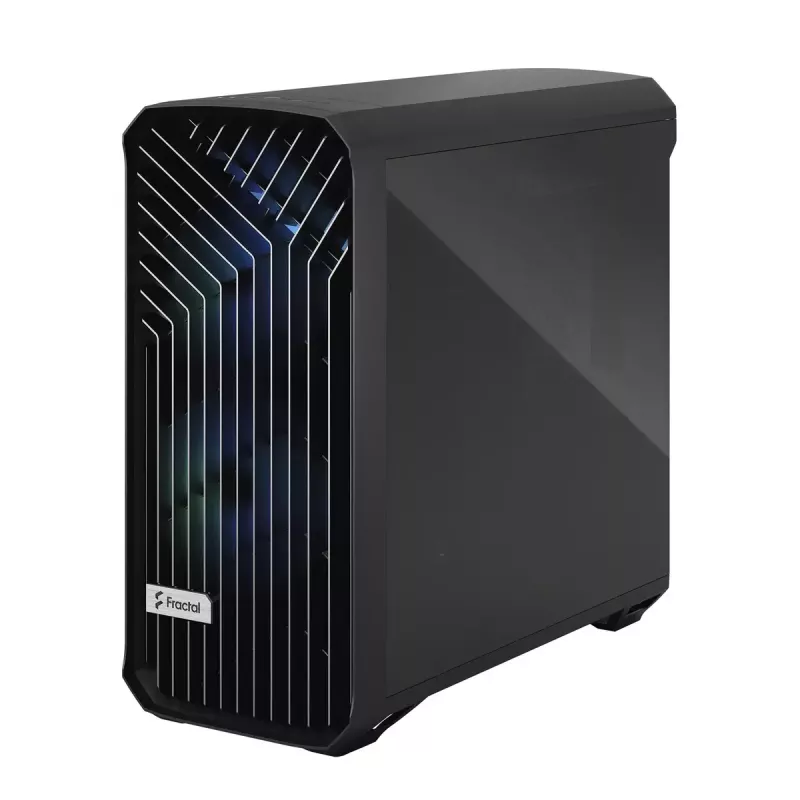Obudowa PC Tower Fractal Design Torrent Tower Black — obsługuje ATX/EATX/ITX, 2x wentylatory 180mm z przodu, 2x zatoki 3,5 cala, 4x zatoki 2,5 cala, szkło hartowane