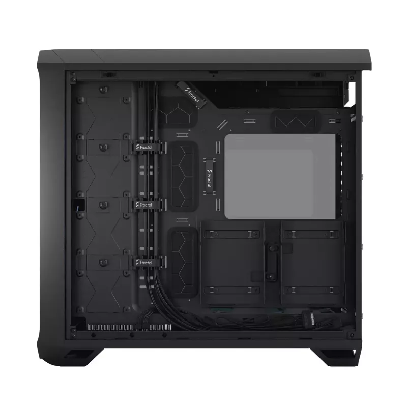 Obudowa PC Tower Fractal Design Torrent Tower Black — obsługuje ATX/EATX/ITX, 2x wentylatory 180mm z przodu, 2x zatoki 3,5 cala, 4x zatoki 2,5 cala, szkło hartowane