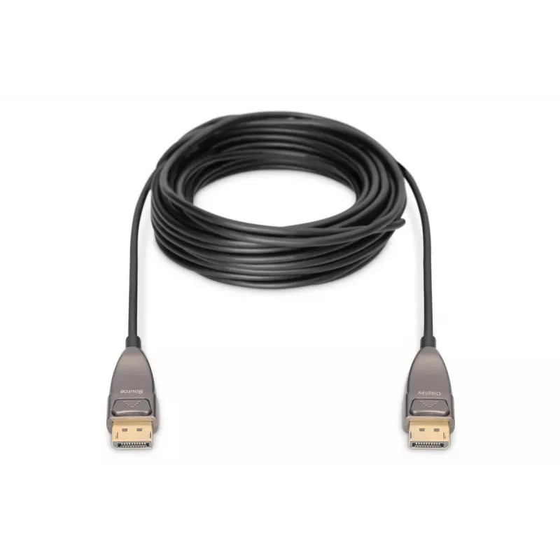 Kabel połączeniowy hybrydowo-światłowodowy DIGITUS DisplayPort AOC M/M UHD 8K@60Hz, CE, czarny 15m