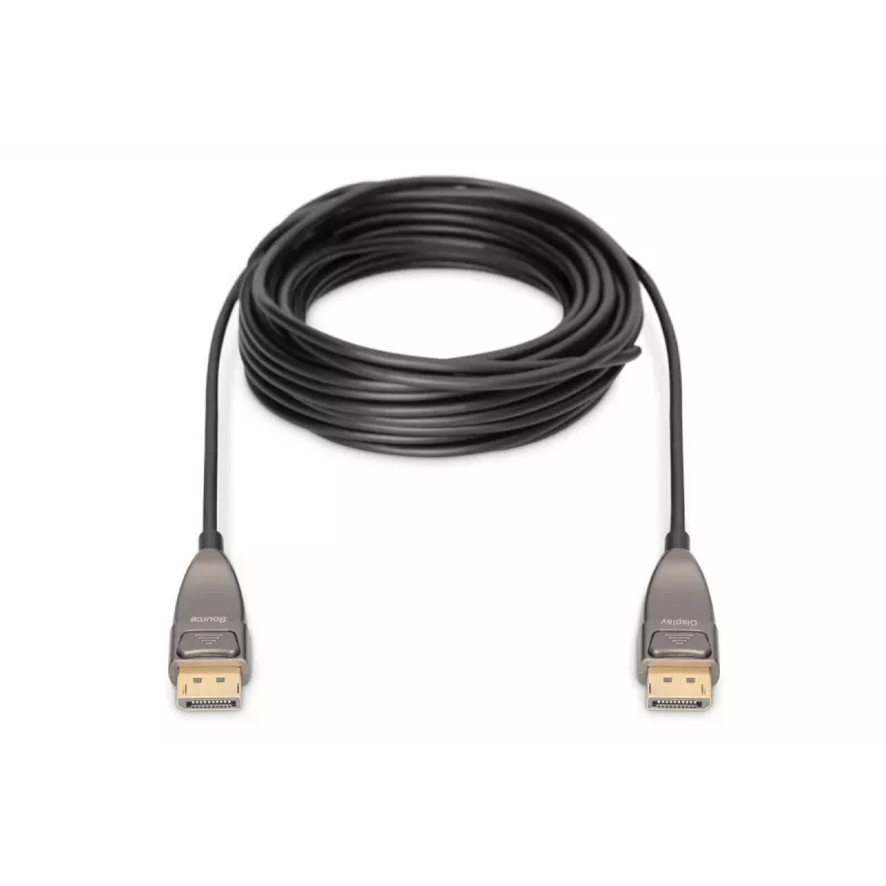 DIGITUS DisplayPort AOC hybrydowy kabel światłowodowy M/M UHD 8K@60Hz, CE, czarny 20m