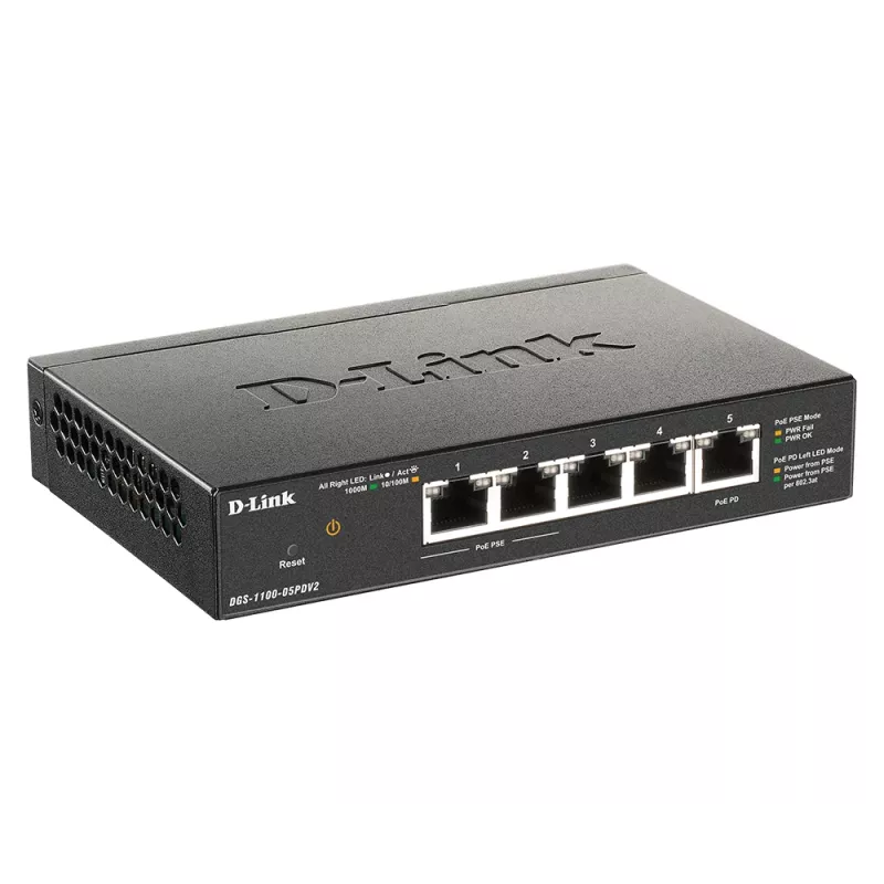 D-Link 5-portowy zarządzalny przełącznik Gigabit PoE z 1 portem PD