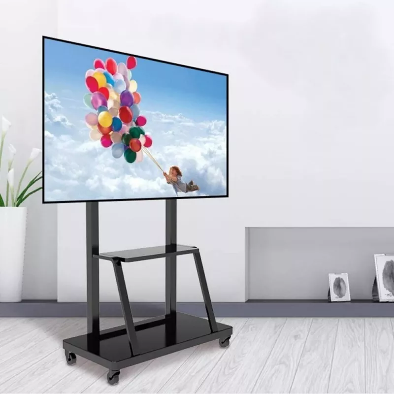 Przenośny stojak podłogowy do płaskich paneli TECHLY Signage Display Mount ICA-TR30 — do ekranów 55–100 cali, VESA 1200x600, maks. obciążenie 150 kg, kółka, czarny