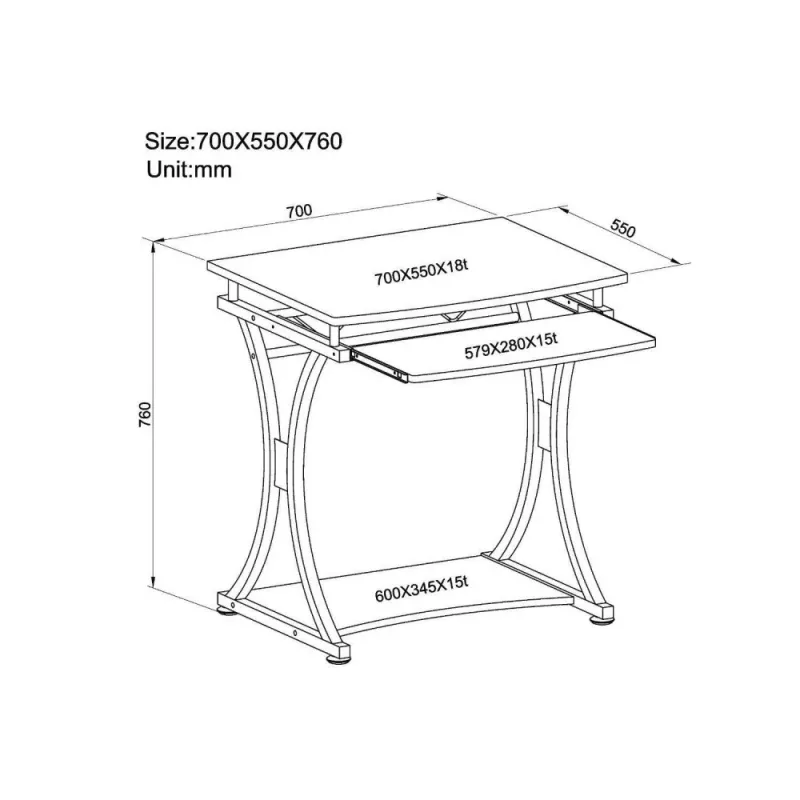 Techly Compact Desk for PC with Removable Tray, Czarny Graphite ICA-TB 328BK