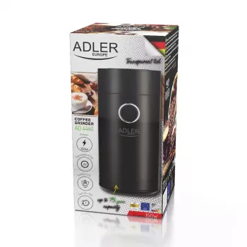 Burr grinder Adler AD4446BS — 150 W, stainless steel burrs, 75 g bean hopper, Czarny