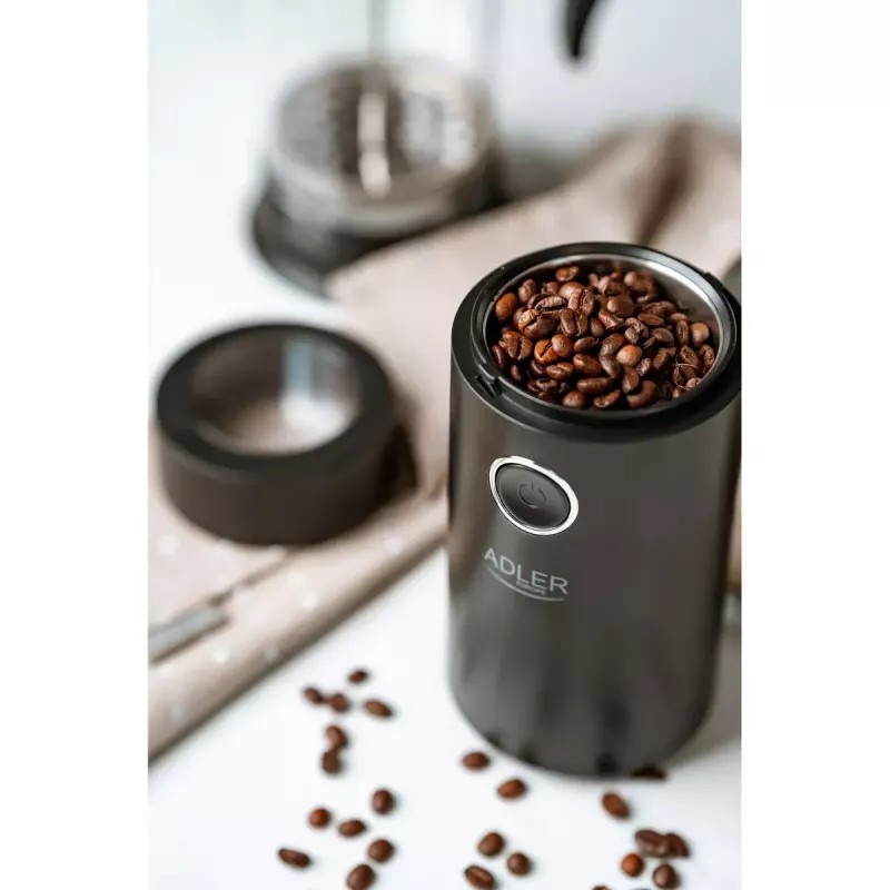 Burr grinder Adler AD4446BS — 150 W, stainless steel burrs, 75 g bean hopper, Czarny