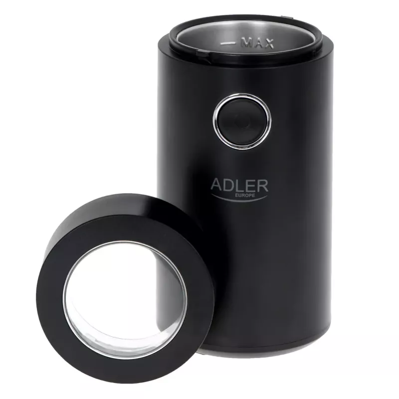 Burr grinder Adler AD4446BS — 150 W, stainless steel burrs, 75 g bean hopper, Czarny